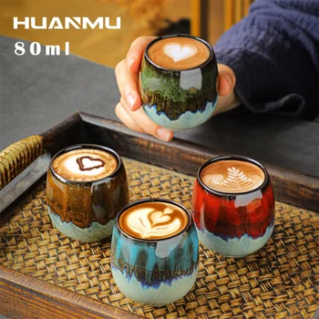 80ml Keramični Retro Kave Potovanja Kreveljiti Majhne Skodelice Espresso, Latte Master Tea Cup Drinkware Ustvarjalne Porcelana Mešalniku Caneca