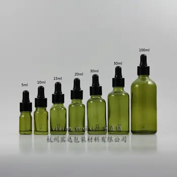 5ml olivno zeleno Steklo Eterično Olje, Steklenica iz aluminija S črno tesnilo in črne gume kapalko skp, Eterično Olje, Posodo