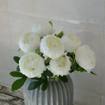 bela Umetna Svila Peony Cvet DIY Poroka Poročni Šopek Valentinovo Darilo Doma Vrt Namizje Cvetlični Aranžma Dekor