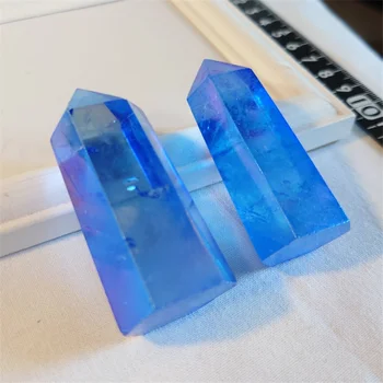 Vroče izdelkov Electroplated angel aura modro kristali kremena točk zdravljenje ray kamen za prodajo
