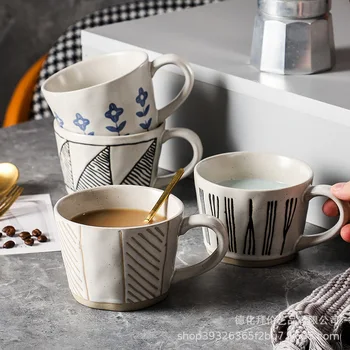 Ročno poslikane gline retro skodelico kave Japonski grobe Keramike, keramični Vrč vode pokal v gospodinjstvu, velike zmogljivosti, Vrč