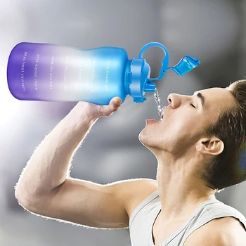 64OZ 128OZ Motivacijske Steklenico Vode s Časom Oznake Flip-Flop BPA Free Prenosni Šport Telefon Stojalo TELOVADNICI Jug Shaker