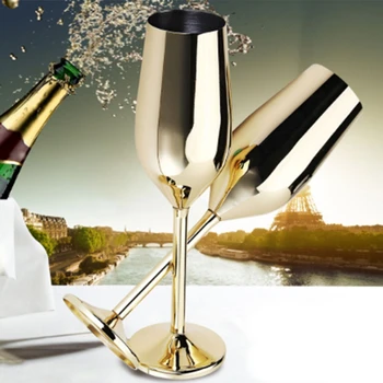 Vroče 2Pcs/Set Shatterproof iz Nerjavečega Kozarcev za Šampanjec Brušena Zlato Poroko Toasting Šampanjec predvsem piščali Pijačo Skodelico Stranka Zveze Wi