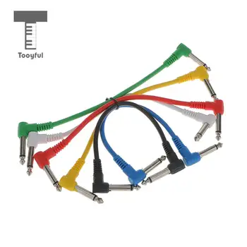 Tooyful 6Pc Kitara Avdio Kabel Priključek Učinek Pedal Patch Kabel pravim Kotom Multicolor Audio Vtič Glasbeno Orodje za Bas Kitaro