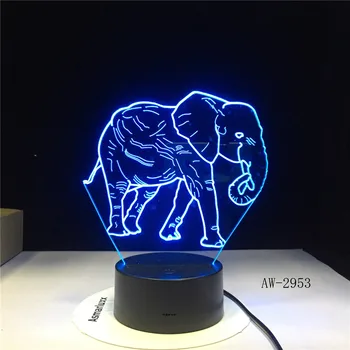 3D LED Nočna Lučka Ples Slon s 7 Barv Svetlobe za Dom Dekoracija Žarnice Neverjetno Vizualizacija Optično Iluzijo AW-2953