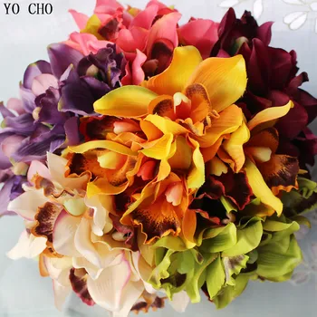 Orhideja umetno cvetje za poroko dekorativni svile voilet poročni šopek Doma dekoracijo mariage Stranka Dekoracijo 7heads