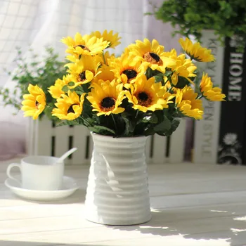 Sladko Umetno Sončnice Rastline Poroka Okraski Svile Cvetlični Šopek Sončnic Tabela Dekoracijo Doma Dekoracijo