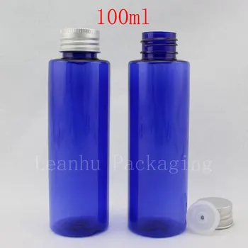 100 ML Modra Ravno Ramenski Plastično Steklenico , 100CC Losjon / Toner Potovanja Embalaža za Steklenice , Prazne Kozmetični Posodo ( 50 PC/Veliko )