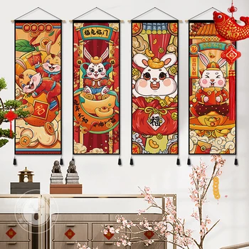 Kitajski Slog Poiščite Stenske Poslikave Zajec Srečno Novo Leto Dekoracijo Anime Plakat Letnik Soba Dekor Estetske Tapiserija, Ki Visi