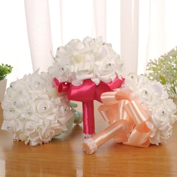 Elegantno Dvignila Umetno Cvetje, Poročne Nevesta Šopek Poročni Šopek Kristalno Svileni Trak