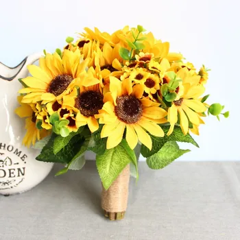 Sončnično kup Svilena Tkanina, Umetno Cvetje Nevesta ima cvetje poročni dekoracijo, sončnično