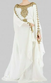 Indijski Obleki Ženske Moroccon Bela Georgette Dubaj Obleke Farasha Haljo Savdska Arabija Indijski Oblačila