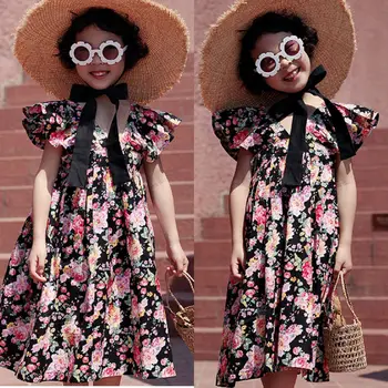 Dekleta Vintage Obleko Cvet Princesa Plaža Obleko Edinstven Design Baby Girl Oblačenja Oblačila, Otroci, Oblačila za Baby Girl Oblačenja