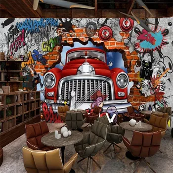 Po meri 3d ozadje retro nostalgično Evropske zid avto grafiti velike freske dnevna soba dekorativno slikarstvo 3d ozadje