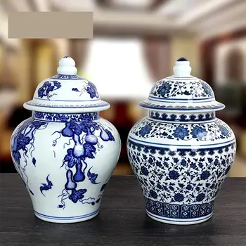 Jingdezhen Modre In Bele Porcelanaste tempelj Jar Starinsko Porcelanasta Vaza Velikih Skladiščnih jar Pokrita Z Rižem Jar Škripcih Jar keramični