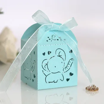 Laser Votlih Baby Tuš Rojstni Okraski Otroci slon gift box embalaže boite dragees de mariage cajas de regalo