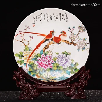 Jingdezhen 20 cm Keramični Visi Tablice, Okrasne Tablice Sodobni Kitajski Dnevna Soba Dekoracijo Ornament Darilo Logotip Prilagajanje