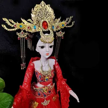 Kitajski Tradicionalni Doll Noša Pribor za Lase Headdress Diy Qing Lutka Zlati Ostra Headdress Lutka Ogrlica LC694