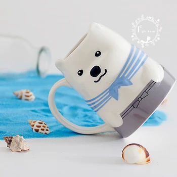 Japonska Mornarica Beli Polarni Medved Vode Pokal Creative 3D Keramični Vrč Kave Fstival Darilo Brezplačna Dostava