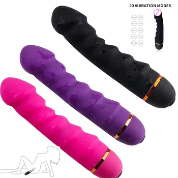 20 Načini Vibrator Mehki Silikonski Dildio za Ženske Realističen Penis Močno G-spot Stimulator Klitorisa Ženski Masturbator Seks Igrače