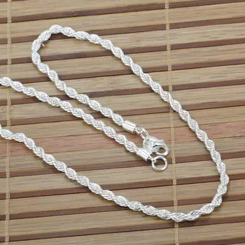 N067-20 trgovini Silver plated ogrlico, srebrni modni nakit Sijaj Zavite Linije 4 mm 20 cm Ogrlica N0 /cbpakswatk