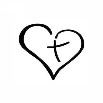 Srce s Križem V Sredini Nalepke Nalepke Vinyl za Avto Auto Christian