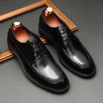 Moška Oxford Čevlji Italija Obleko Čevlje Klasični Slog, Kavo, Črna Rjava Čipke Konicami Prstov Poročni Urad Usnje Formalno Moški Čevlji
