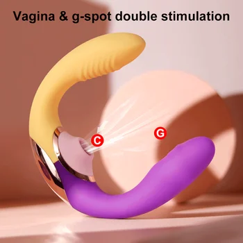 Dvojno Glavo Vaginalne Massager Nosljivi Vibrator 3 V 1 Sesanju Dildo Vibratorji Klitoris Stimulator Spolnih Igrač Za Lezbijke