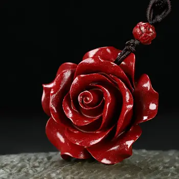 Rudnik cinnabar rose bogat cvet obeski dame, ogrlico, obesek, Zijin pesek nakit