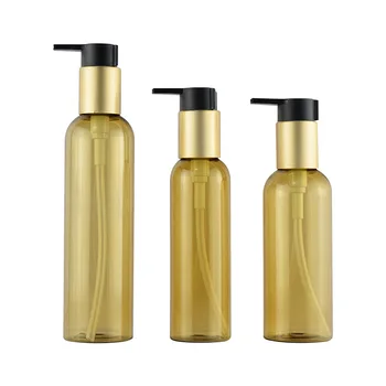 130 ml 150 ml 200 ml PET Plastike Losjon Črpalka Steklenico Jasno-Zlato Kozmetične Kreme lahko ponovno polnijo Šampon Gel za Prhanje Razpršilnik Steklenico 10pcs