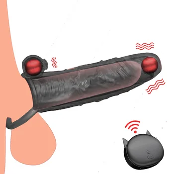 Vibracijska Kondom, Penis Širitve Penise Rokavi Dick Petelin Rokav Vibrator Spolnih Igrač za Moške Masturbacija Odraslih 18 Seksi Shop