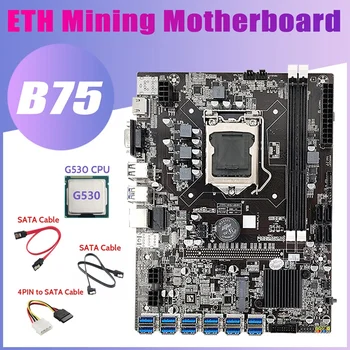 B75 12USB BTC Rudarstvo Matično ploščo+G530 CPU+2XSATA Kabel+4PIN IDE Na SATA Kabel 12 USB3.0 B75 ETH Rudar Motherboard