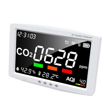 Wifi Monitor,11.8 Palčni Zaslon 3-V-1 Zaprtih CO2 Zaslon,Pametno Zazna CO2,Temperatura,Vlažnost, S Zvok Alarma In Čas