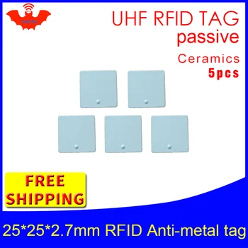UHF RFID kovinsko oznako 915mhz 868mhz Tujec Higgs3 EPC 5pcs brezplačna dostava 25*25*2.7 mm kvadratek Keramike smart pasivni RFID oznak