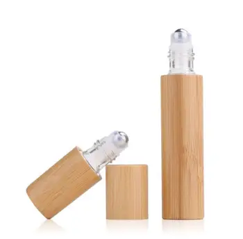 100 kozarcev 3ML 5ML10ml Naravnega Bambusa Roll na Steklenico ponovno napolniti Prazne Eterično Olje, stekleničke Parfuma Jekla Valj Steklena embalaža