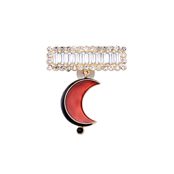 Uer 2019 Nov Dizajn Red Emajl Luna Kristalno Kvadratnih Broške Modni Nakit, Igle Debelo ts00228