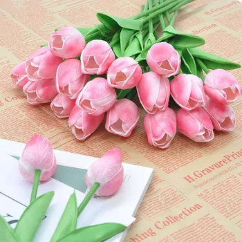 10 kos Umetne Tulipani Cvetje Pravi Dotik Tulipani za Poročne Šopke Ureditev Valentinovo Stranka Soba Dekor