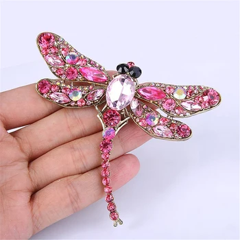 Kristalno Letnik Dragonfly Broške Za Ženske Velikih Žuželk Broška Pin Moda Obleko Plašč Pribor Lepe Nakit