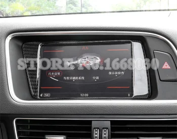 Ogljikovih Vlaken Konzole GPS Navigacijski Okvir Trim Kritje Za Audi Q5 8R 2009-2015 1pcs Avto dodatki notranjost Avtomobila dekoracijo
