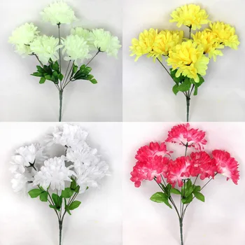 Vroče prodaje 2 kup (7 glavo/kup) svile Cvet Chrysanthemum Božični Okraski, Cvetje Družino Dekorativni Ponaredek Cvetje