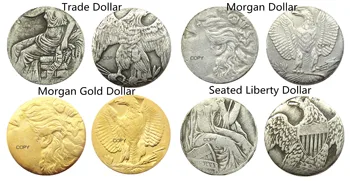 NAS Morgan Dolar/Trade Dolar/Sedi Liberty Dolarjev Napaka Silver/Gold Plated Kopija Kovanca