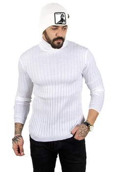 DeepSEA polno turtleneck črtasto pleteno pulover 2100014