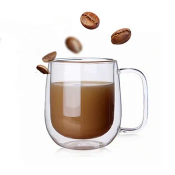 Dvojna Kava, Skodelice Z Ročaj Skodelice za Pitje Izolacija Dvojno Steno Steklene Čajne Skodelice Ustvarjalno Darilo Drinkware Mleka