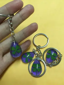 14 keychain nakit pravi deteljica vijolično spusti resnično težki sovražen key ring