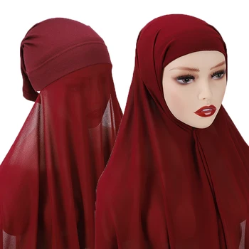 Nove Muslimanske Ženske Bonnet Šifon Šal Glavo, Šal Underscarf Skp Notranje Šal, Glavo Stretch Hidžab Kritje Headwrap Turbante