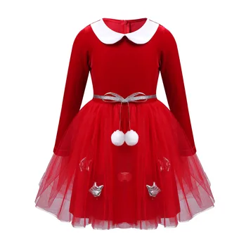 Baby Dekleta Božični Kostum Čipke Obleko Kostum Rojstni Princesa Dolgo Obleko Sequined Krila Oblačila Žamet Počitnice Obleko