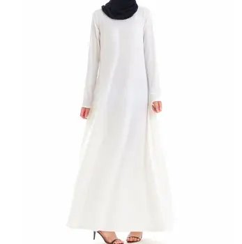 Muslimanske Ženske Obleko Osnovna Bela Abaya Omanski Dolgo Oplaščeni Molitev Obleko Notranje Abay 95% Bombaž Barva Jellaba Marocaine Classic
