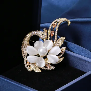 Moda Temperament Opal Phoenix Broška Kitajski Slog Kubičnih Cirkon Pav Broške Pin za Ženske modni Dodatki Šal Pin