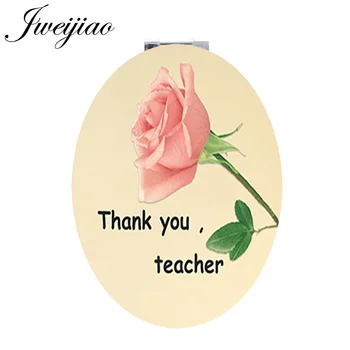 JWEIJIAO hvala učitelj cvet Orodja Ovalne Prenosni ogledalo učitelj je dan Dar Kompakten žep ogledalo za Ženski spol mentor FQ417
