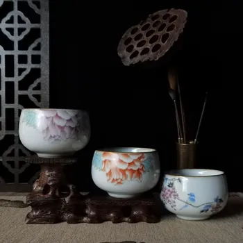 Kitajski Kung Fu Teacup Ravno Pokal Ru Yao 5oz Keramični Crack Dekoracijo Skodelico Čaja, 150 ml Ročno izdelan iz Porcelana Drinkware Glaze Lončenine
